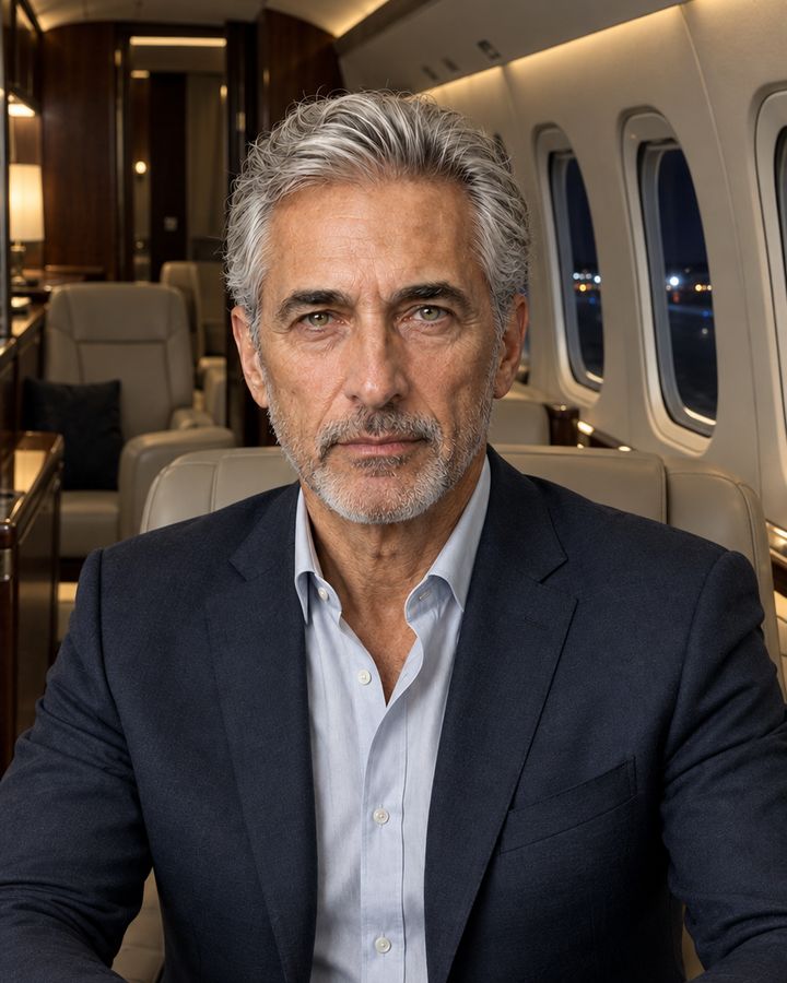 David on a plane at night