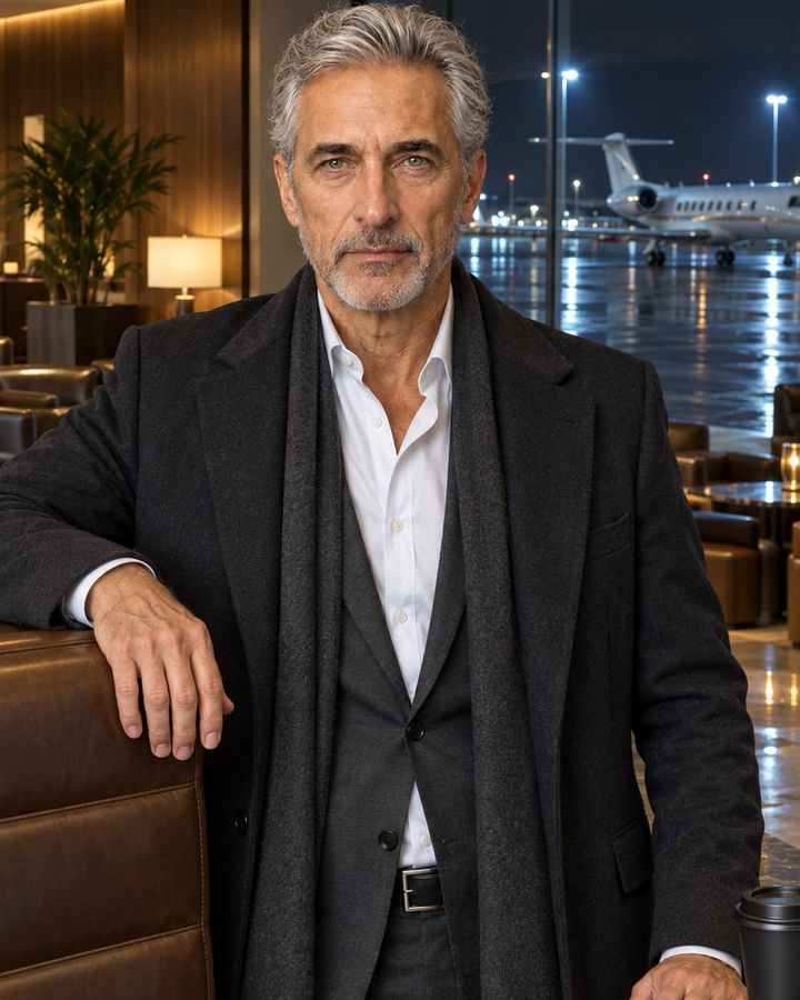 David in an airport lounge